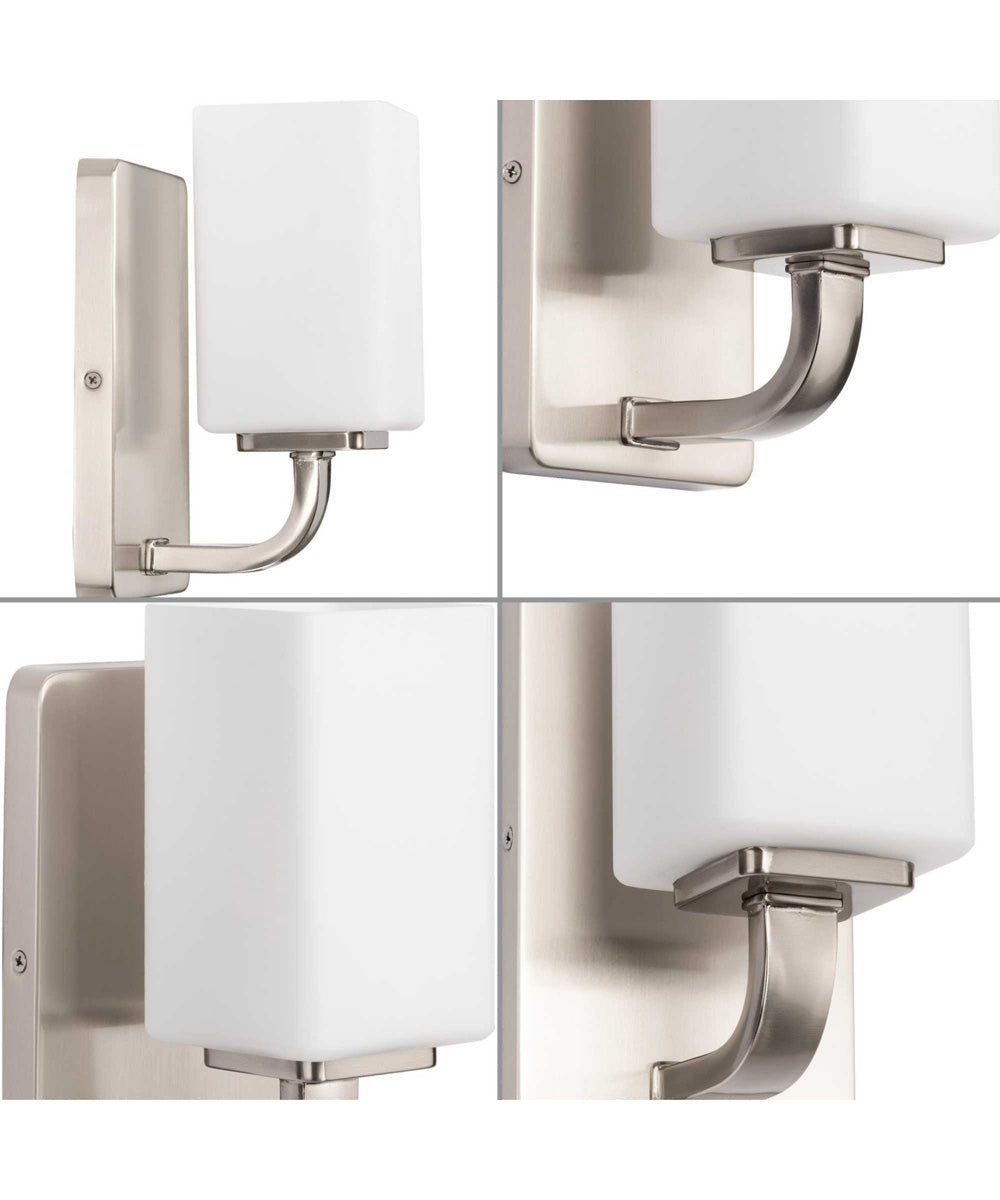 Cowan 1-Light Modern Etched Opal Glass Bath Vanity Light Brushed Nickel