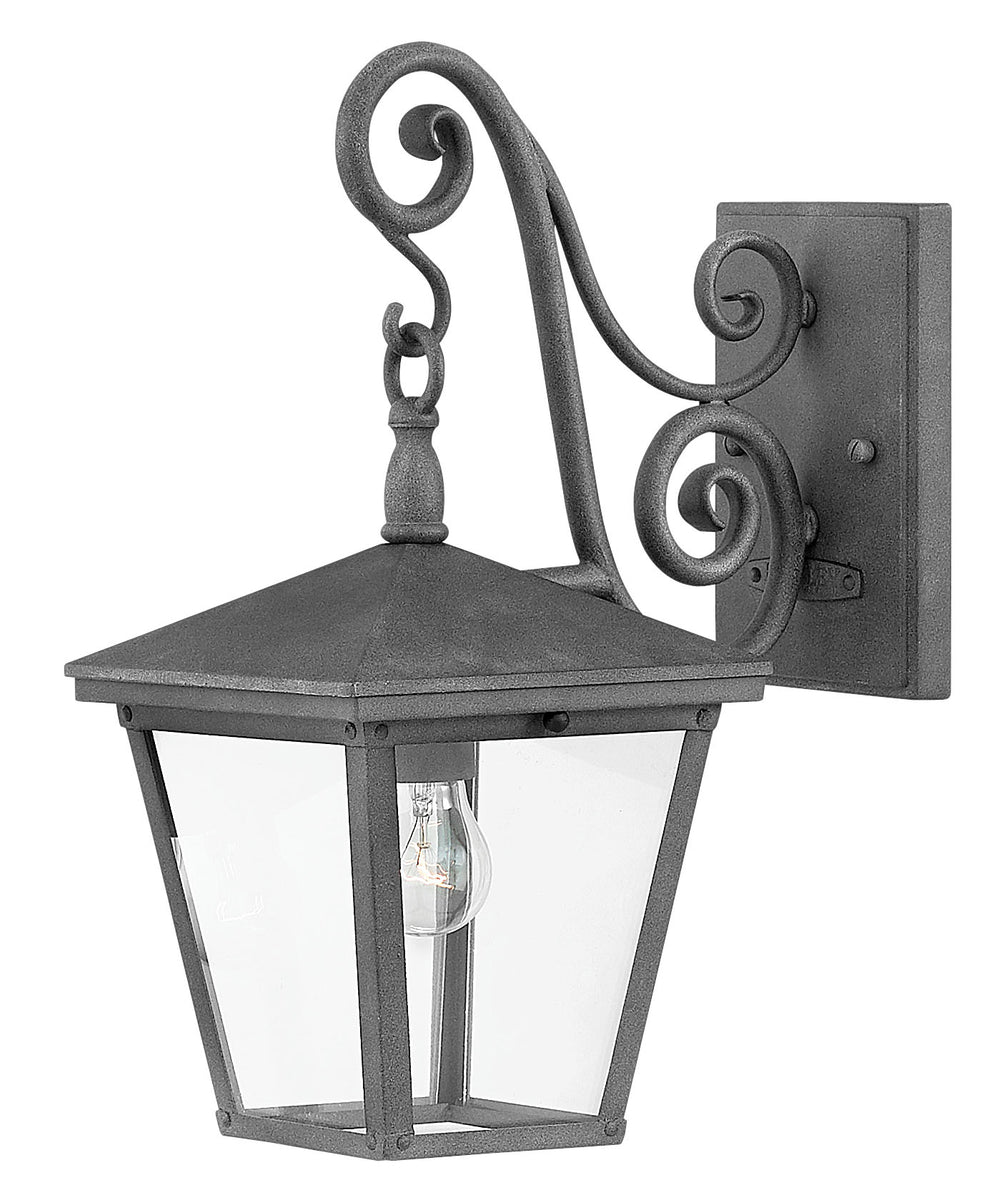 15"H Trellis 1-Light Small Outdoor Wall Light in Aged Zinc