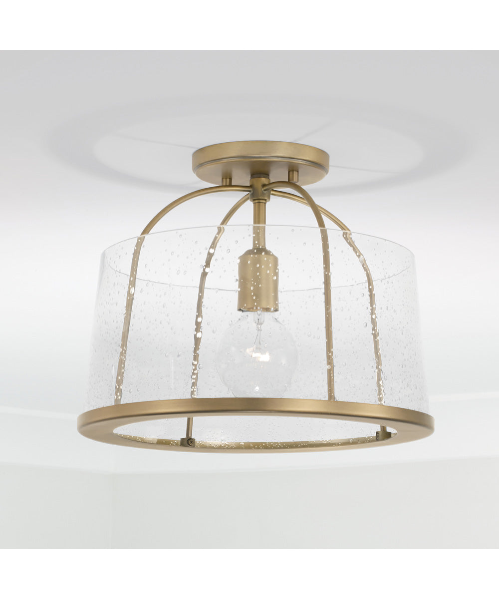 Madison 1-Light Dual-Mount Semi-Flush/Pendant Mount Aged Brass