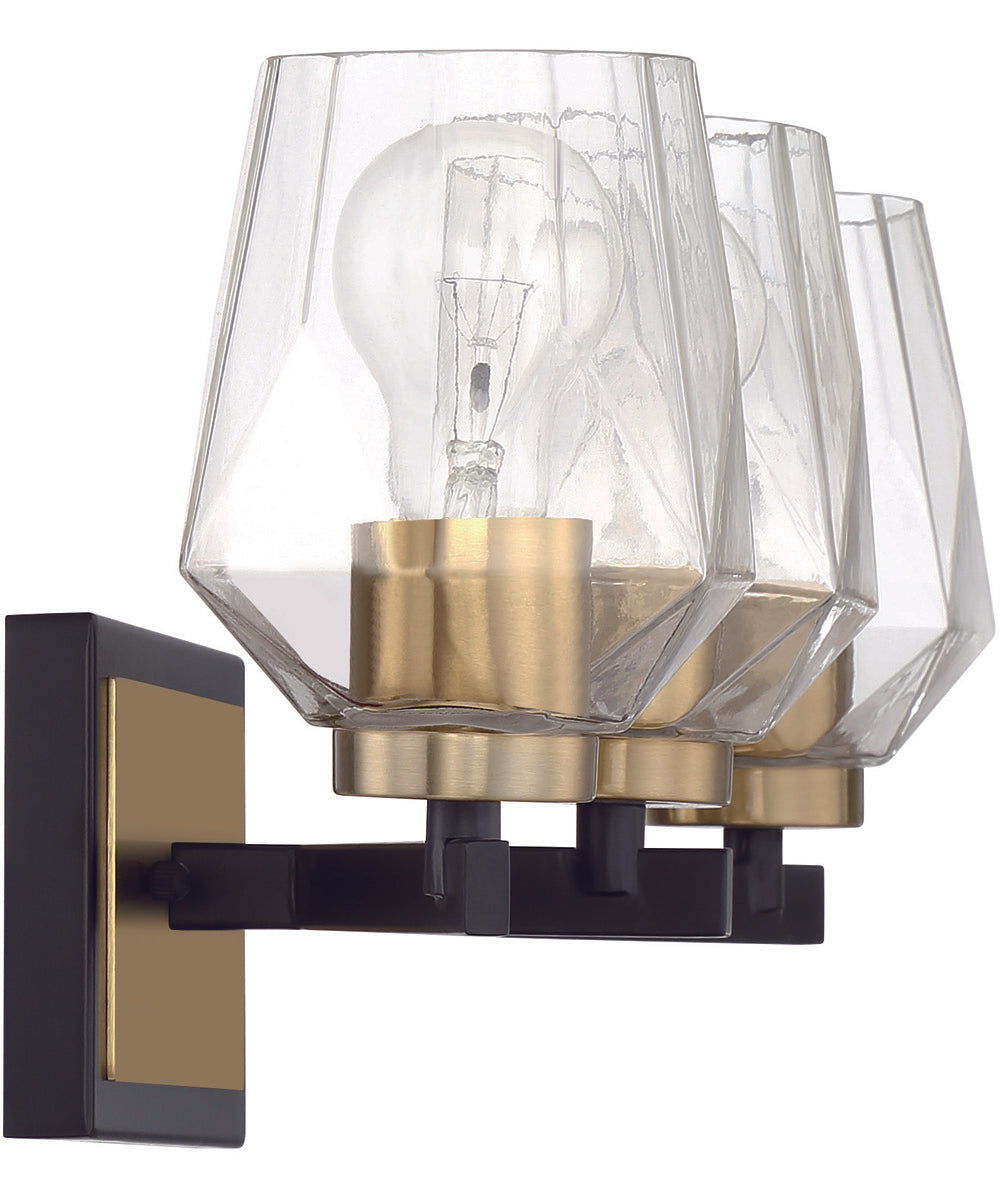 Avante Grand 3-Light Vanity Flat Black/Satin Brass