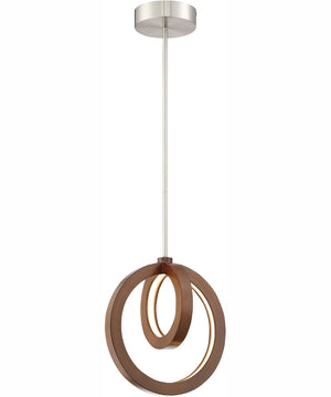Rimmy 1-Light Led Pendant Walnut/Brushed Nickel