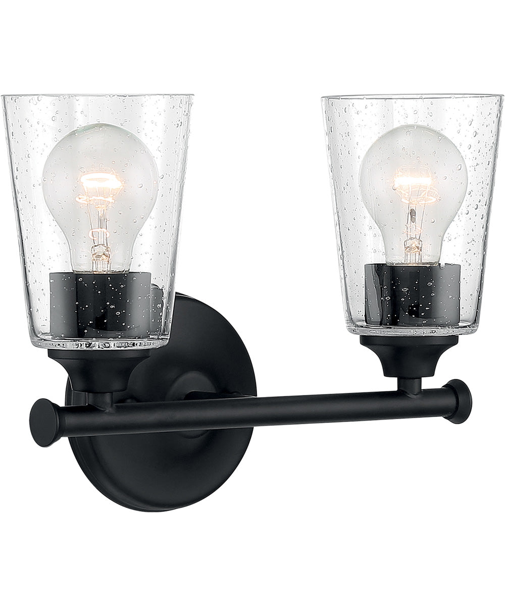 12"W Bransel 2-Light Vanity & Wall Matte Black
