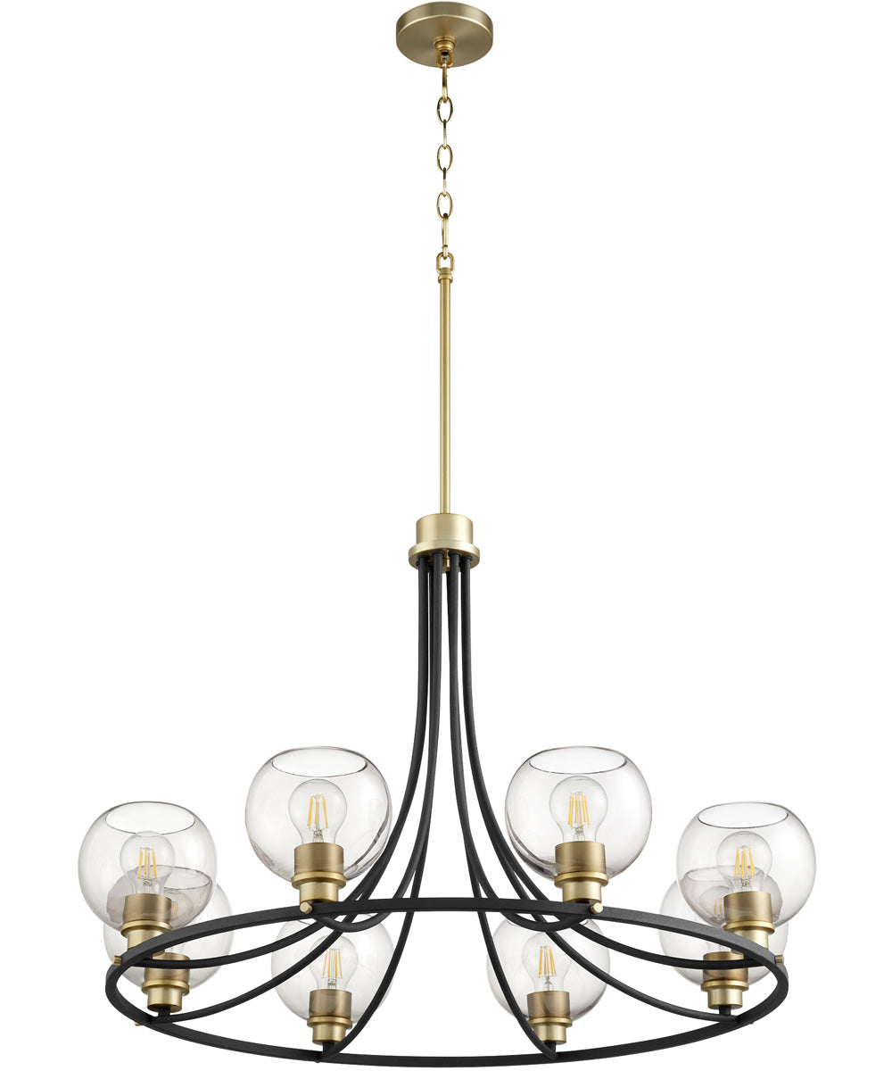 Clarion 8-light Chandelier Textured Black w/ Aged Brass