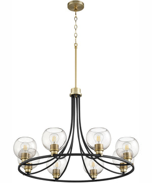 Clarion 8-light Chandelier Textured Black w/ Aged Brass
