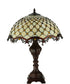 24"H Diamond and Jewel  2-Light Tiffany Table Lamp Mahogany Bronze