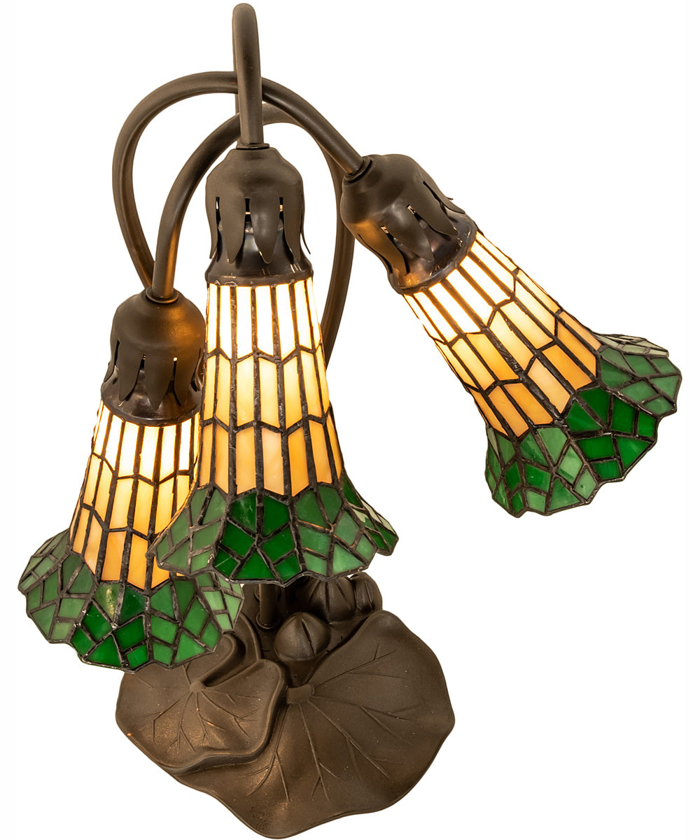 16" High Stained Glass Pond Lily 3 Light Accent Lamp