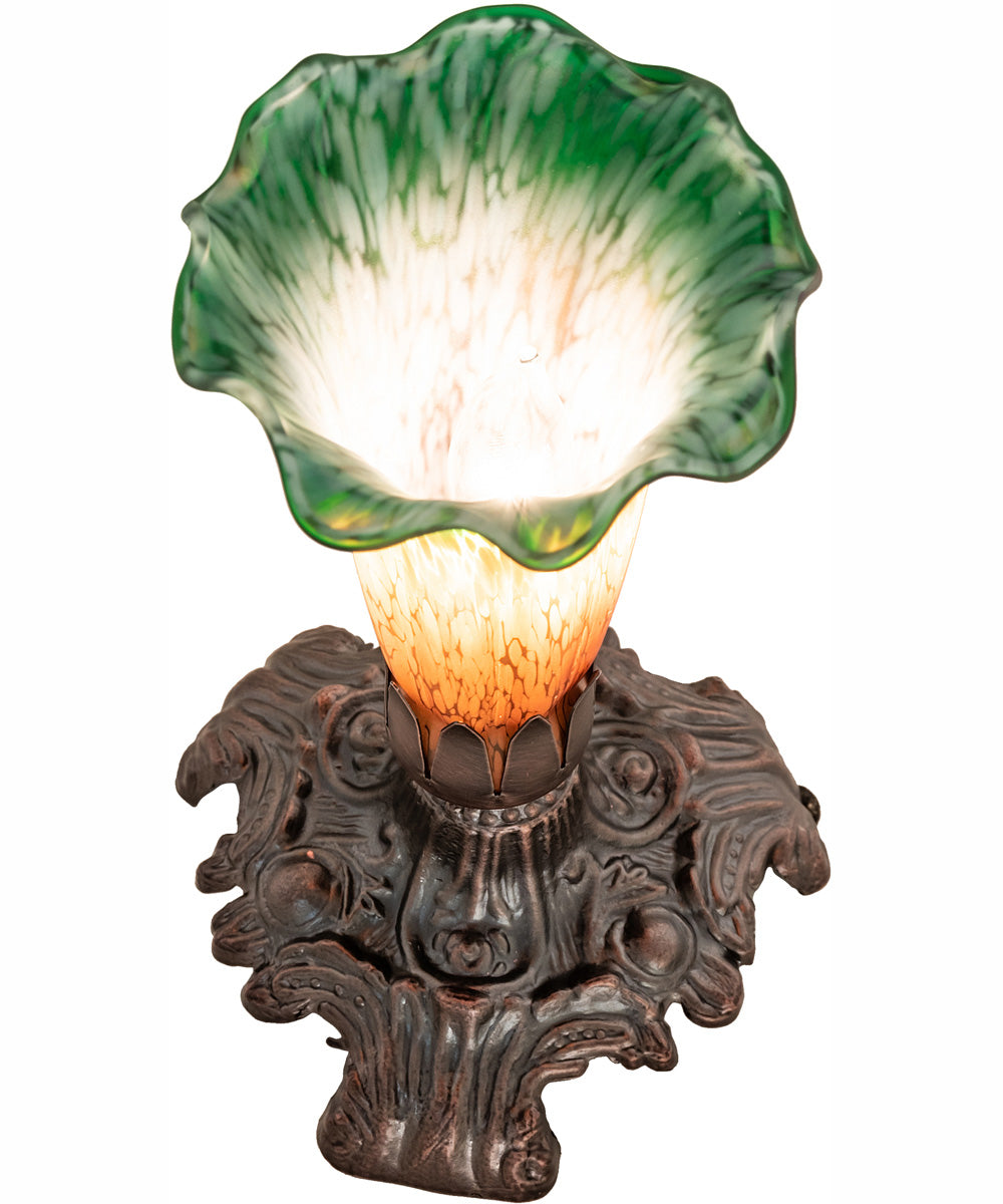 7" High Amber/Green Tiffany Pond Lily Victorian Mini Lamp