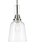 Rushton 1-Light Brushed Nickel/Black Clear Glass Industrial Style Hanging Pendant Light Brushed Nickel