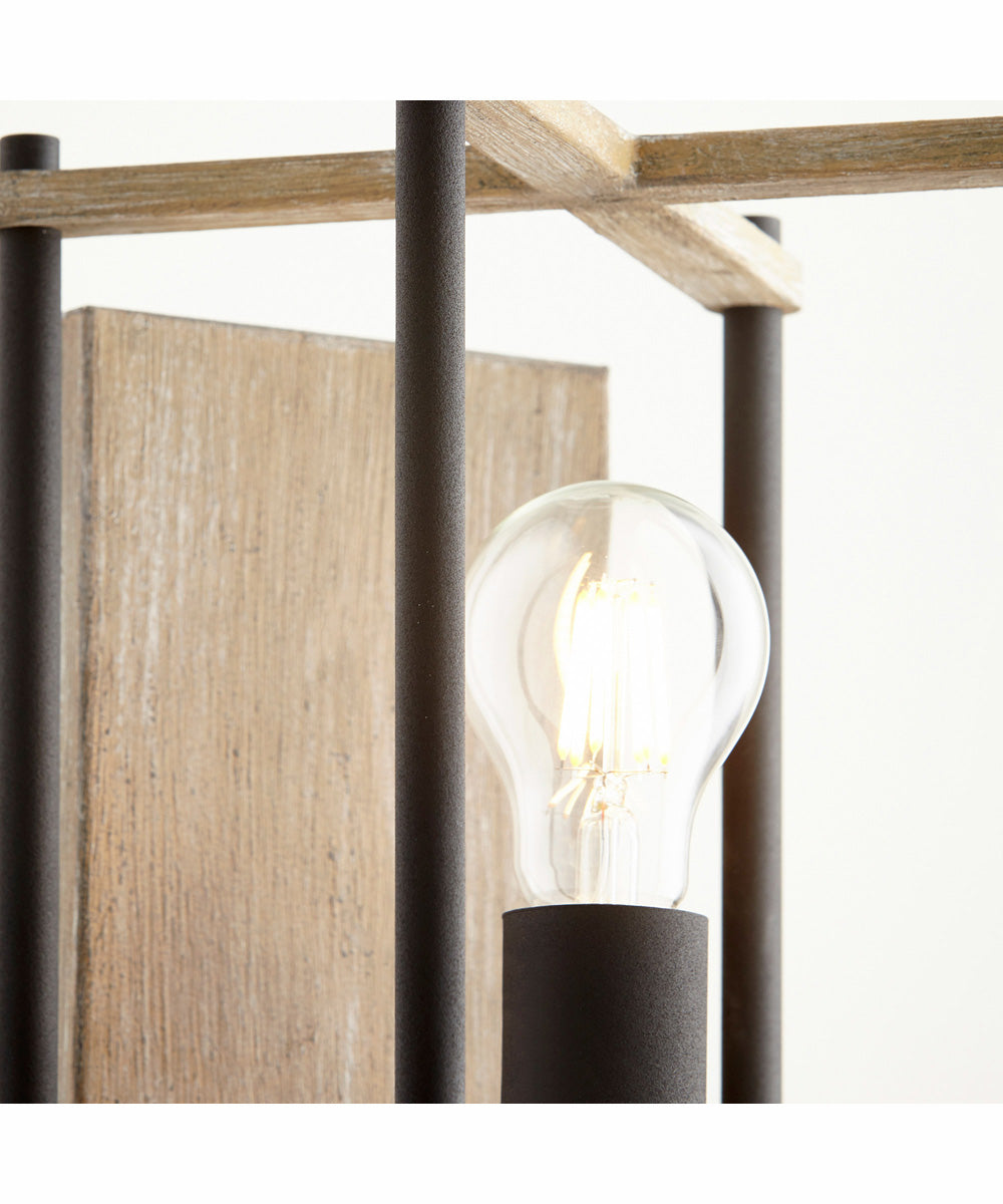 Silva 1-light Wall Mount Light Fixture Textured Black w/ Weathered Oak Finish