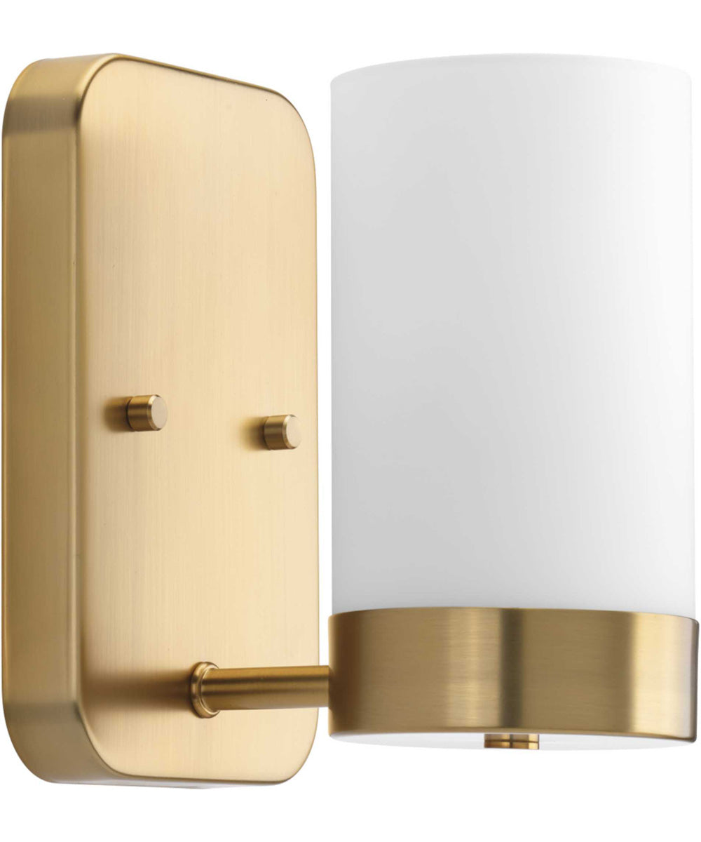 Elevate 1-Light Etched White Glass Mid-Century Modern Bath Vanity Light Brushed Bronze