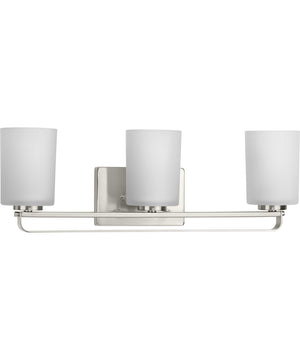 League 3-Light Etched Glass Modern Farmhouse Bath Vanity Light Brushed Nickel