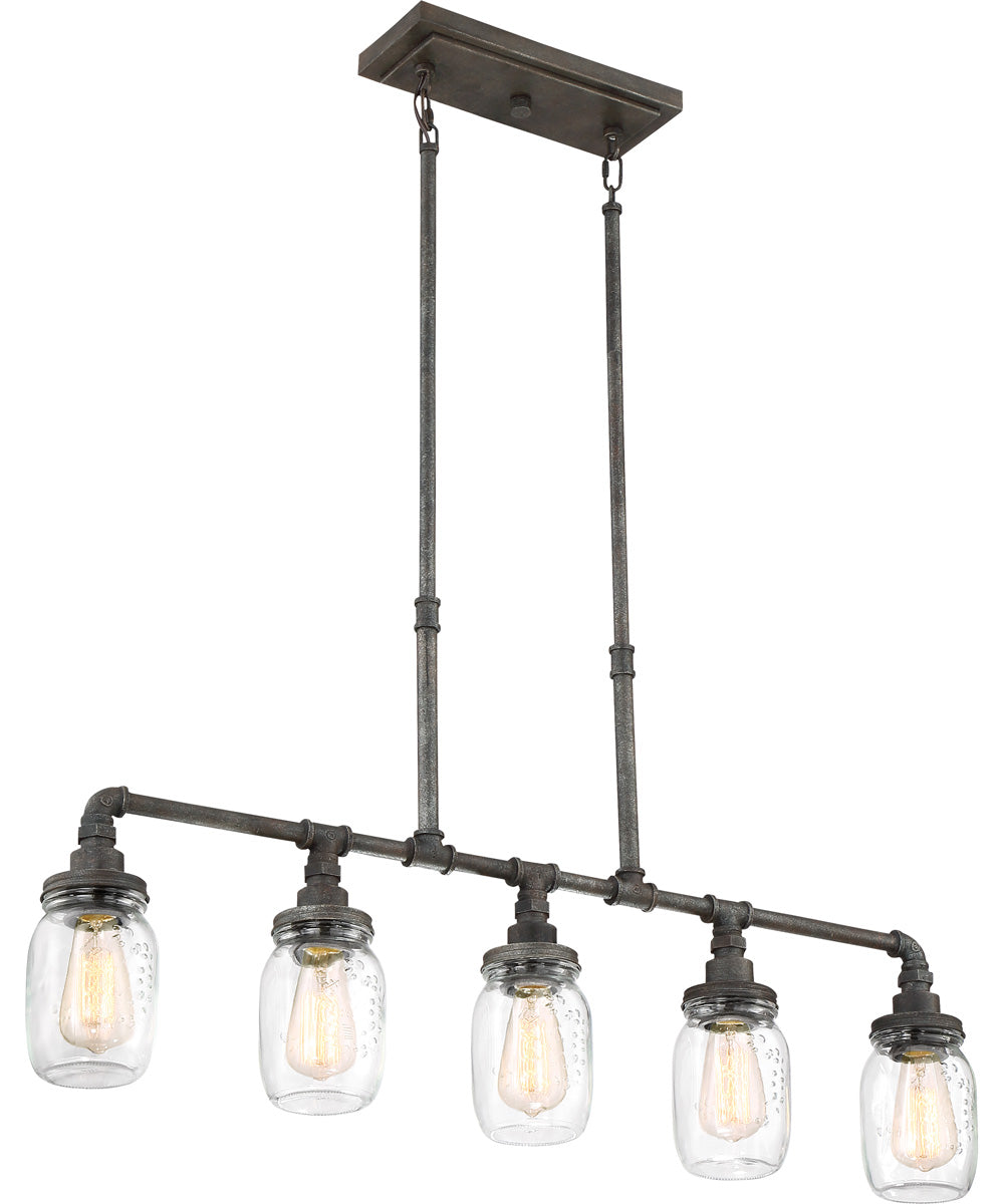 Squire 5-light Island Light Rustic Black
