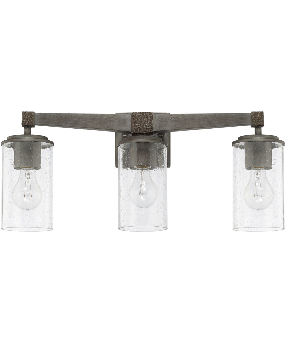 Zac 3-Light Vanity In Urban Grey With Clear Seeded Glass
