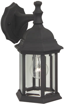 12"H Hex Style 1-Light Outdoor Wall Light Matte Black