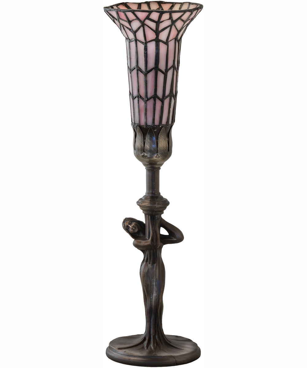 15" High Stained Glass Pond Lily Nouveau Lady Accent Lamp