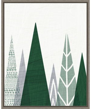 Framed Geometric Forest II Green Gray by Michael Mullan Canvas Wall Art Print (23  W x 28  H), Sylvie Greywash Frame