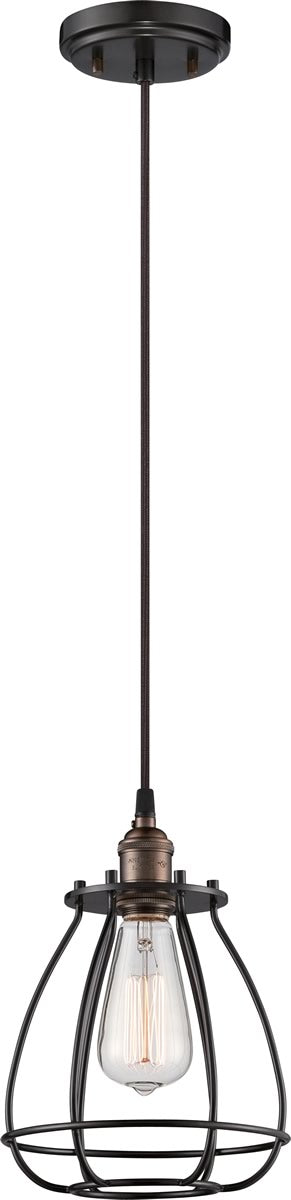 7"W Vintage 1-Light Pendant Rustic Bronze