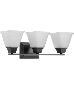 Clifton Heights 3-Light Modern Farmhouse Etched Glass Bath Vanity Light Matte Black