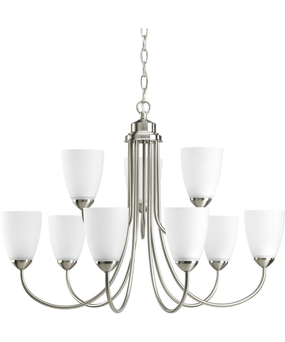 Gather 9-Light Etched Glass Traditional Chandelier Light Brushed Nickel