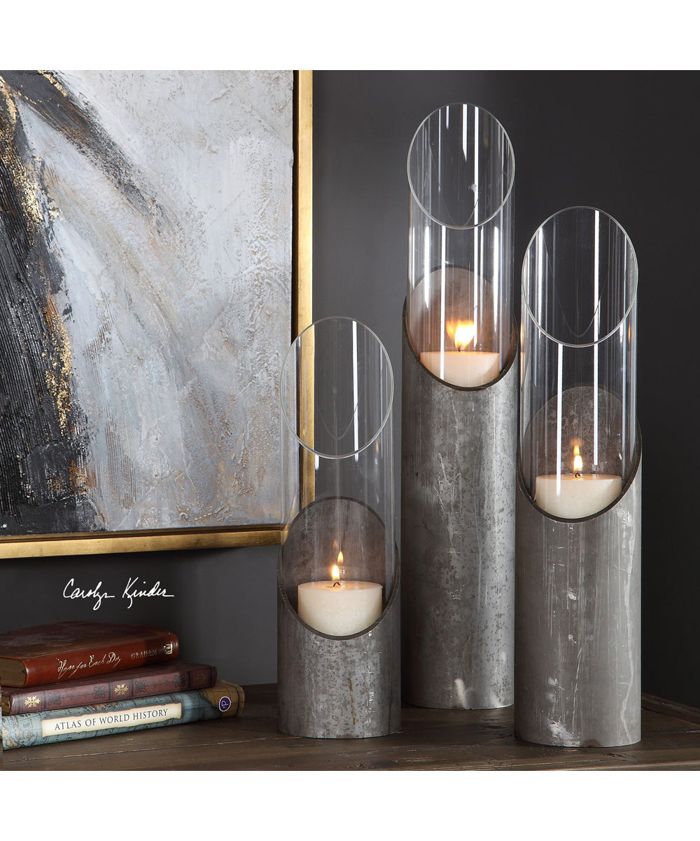 Karter Iron & Glass Candleholders Set of 3