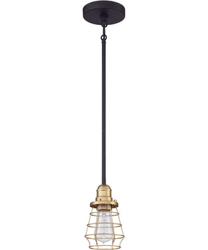 Thatcher 1-Light Mini Pendant Flat Black / Satin Brass