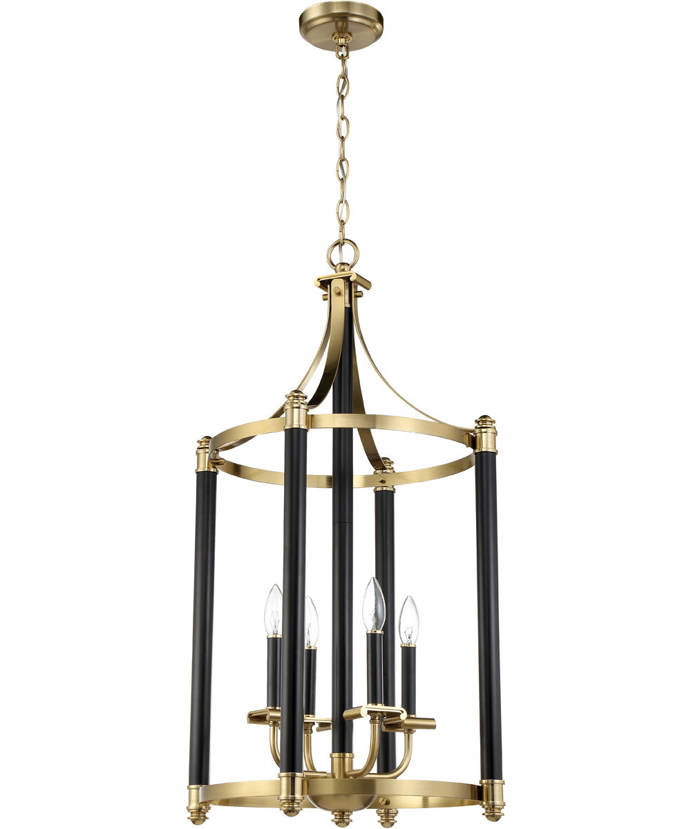 Stanza 4-Light Foyer Flat Black/Satin Brass