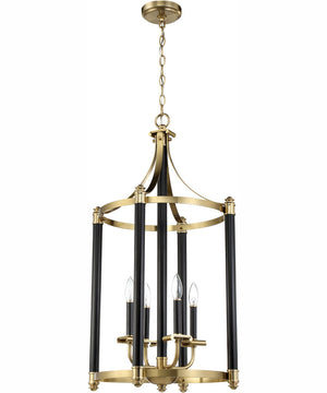 Stanza 4-Light Foyer Flat Black/Satin Brass