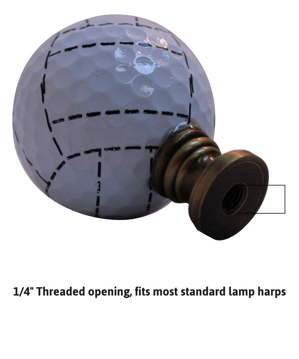 2"H Volleyball Lamp Finial White with Black Stripes