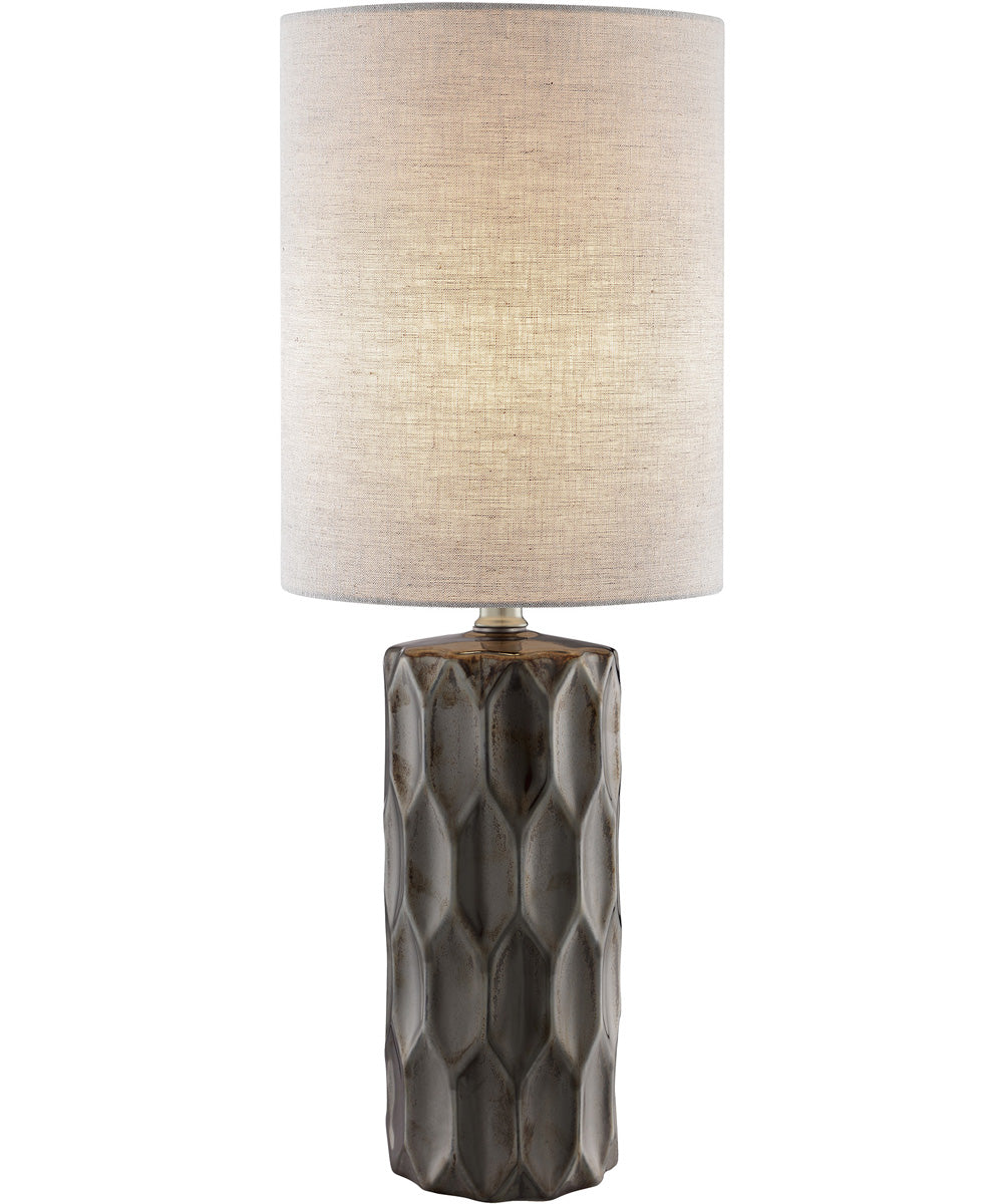 Halsey 1-Light Table Lamp Gunmetal Ceramic Body/Fabric Shade