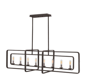 45"W Quentin 8-Light Stem Hung Linear in Aged Zinc