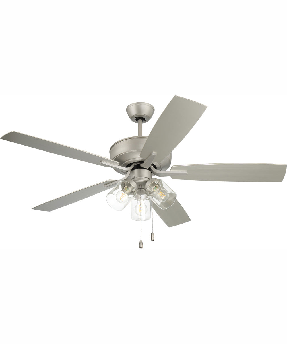 52" Outdoor Pro Plus 104 Clear 3-Light Indoor/Outdoor Ceiling Fan Painted Nickel