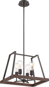 18"W Outrigger 4-Light Pendant Mahogany Bronze / Nutmeg Wood