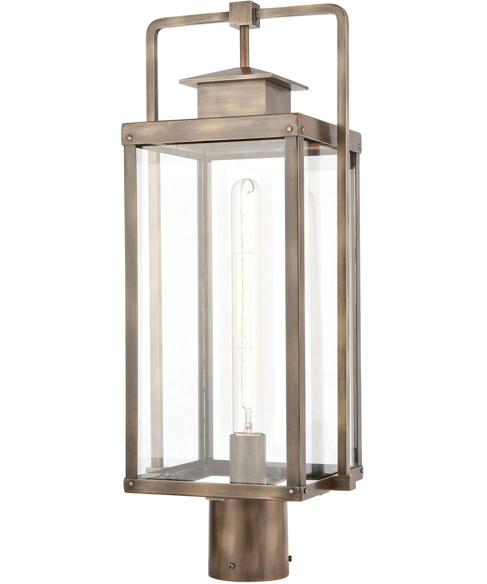 Crested Butte 1-Light Outdoor Post Mount Vintage Brass/Clear Glass Enclosure