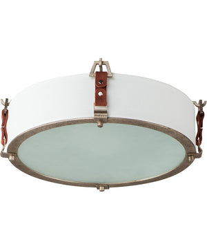 Sausalito 3-Light Flush Mount Weathered Zinc / Brown Suede