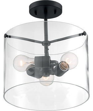 12"W Sommerset 3-Light Close-to-Ceiling Matte Black