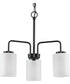 Merry 3-Light Etched Glass Transitional Style Chandelier Light Matte Black