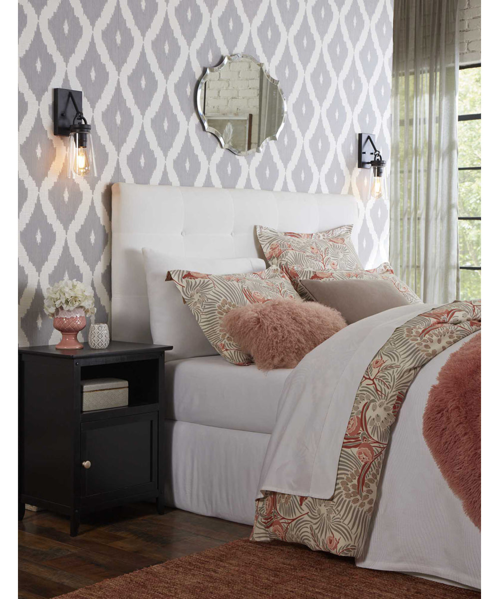 Stockbrace 1-Light Clear Glass Farmhouse Style Wall Light Matte Black