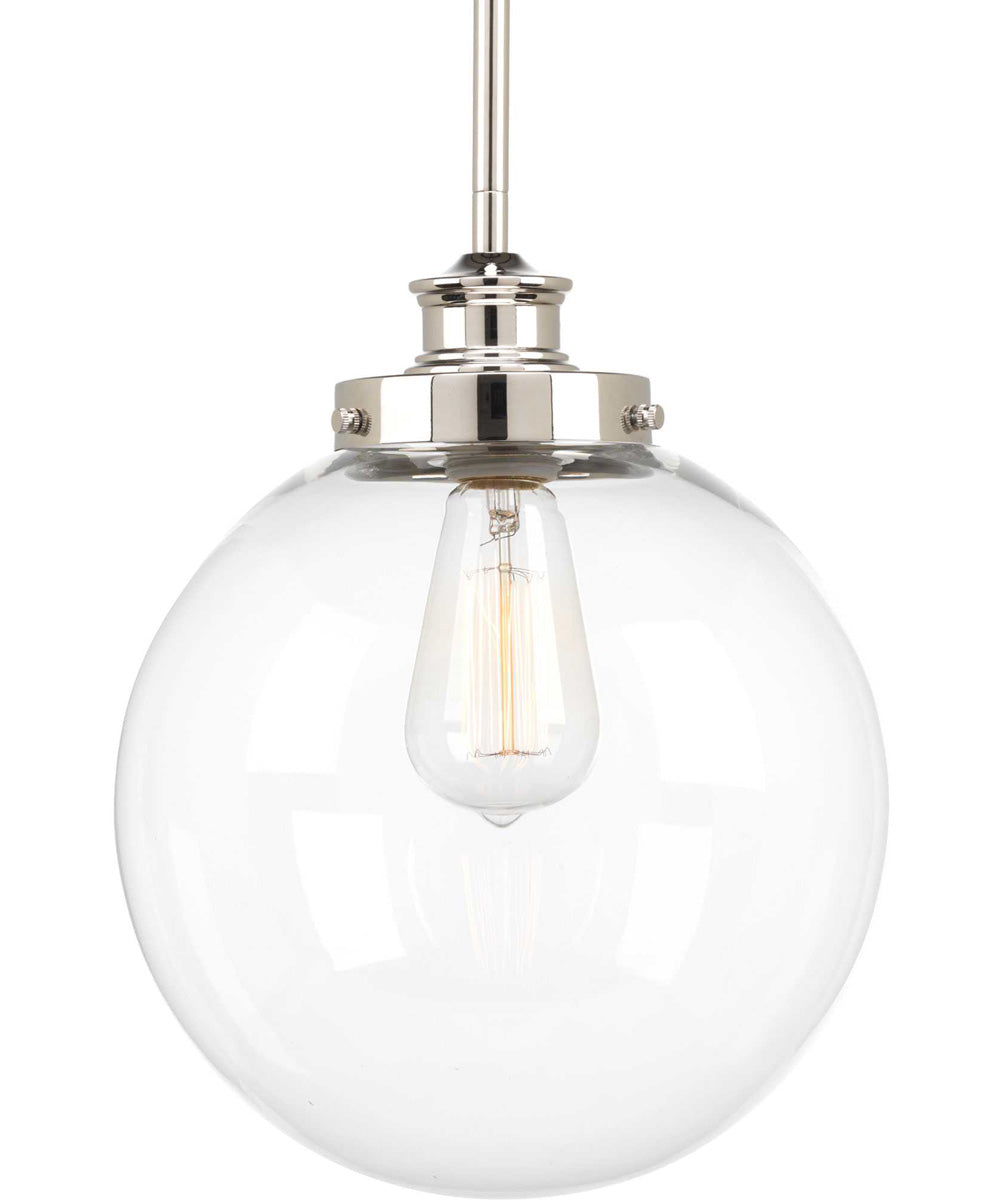 Penn 1-Light Clear Glass Farmhouse Pendant Light Polished Nickel