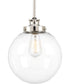 Penn 1-Light Clear Glass Farmhouse Pendant Light Polished Nickel