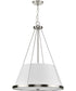 Saffert 3-Light New Traditional White Linen Shade Pendant Light Brushed Nickel