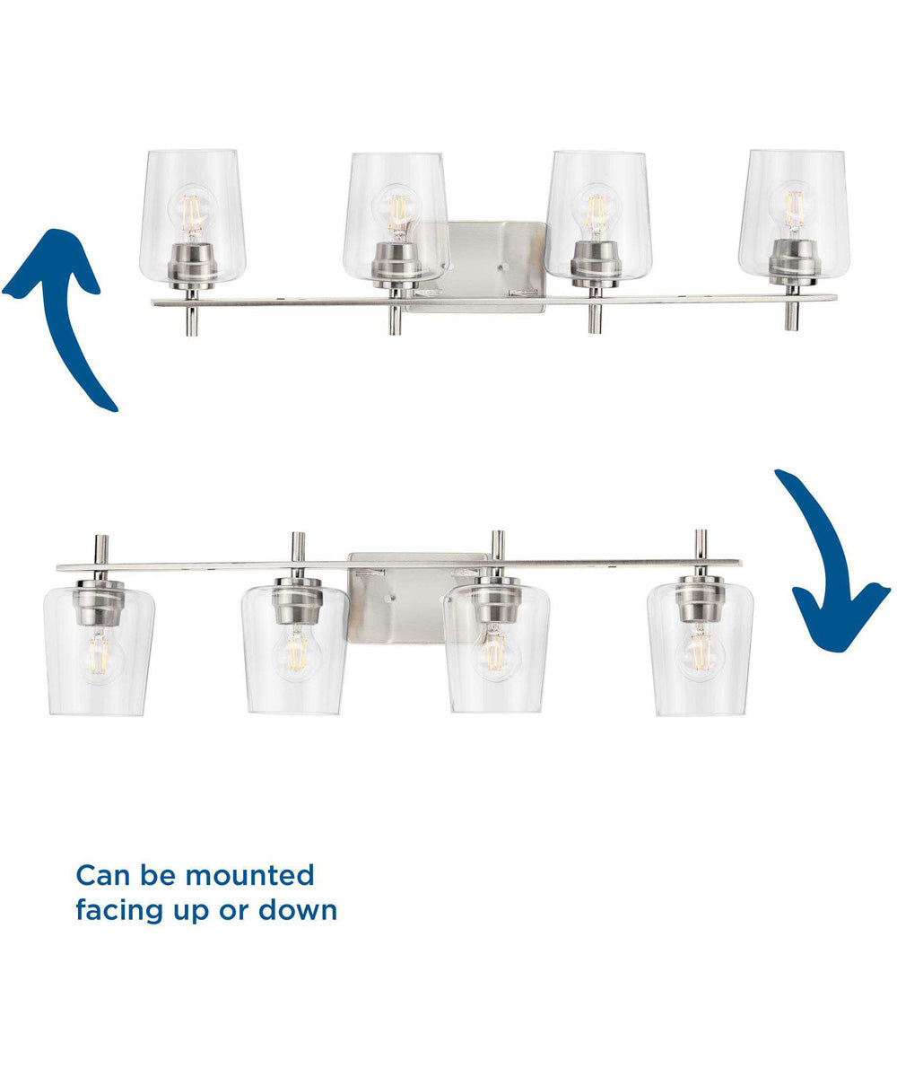 Calais 4-Light New Traditional Clear Glass Bath Vanity Light Brushed Nickel