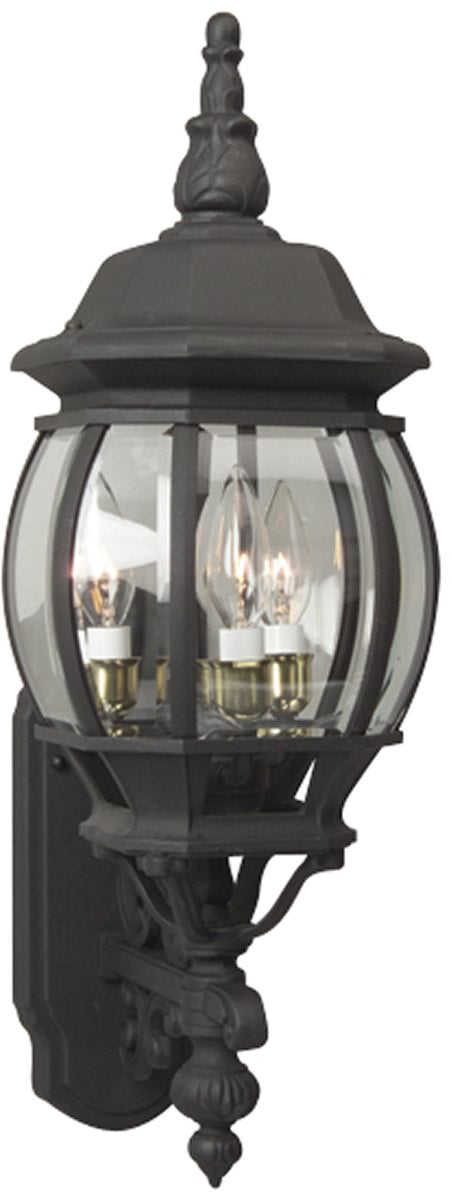 24"H French Style 3-Light Outdoor Wall Matte Black