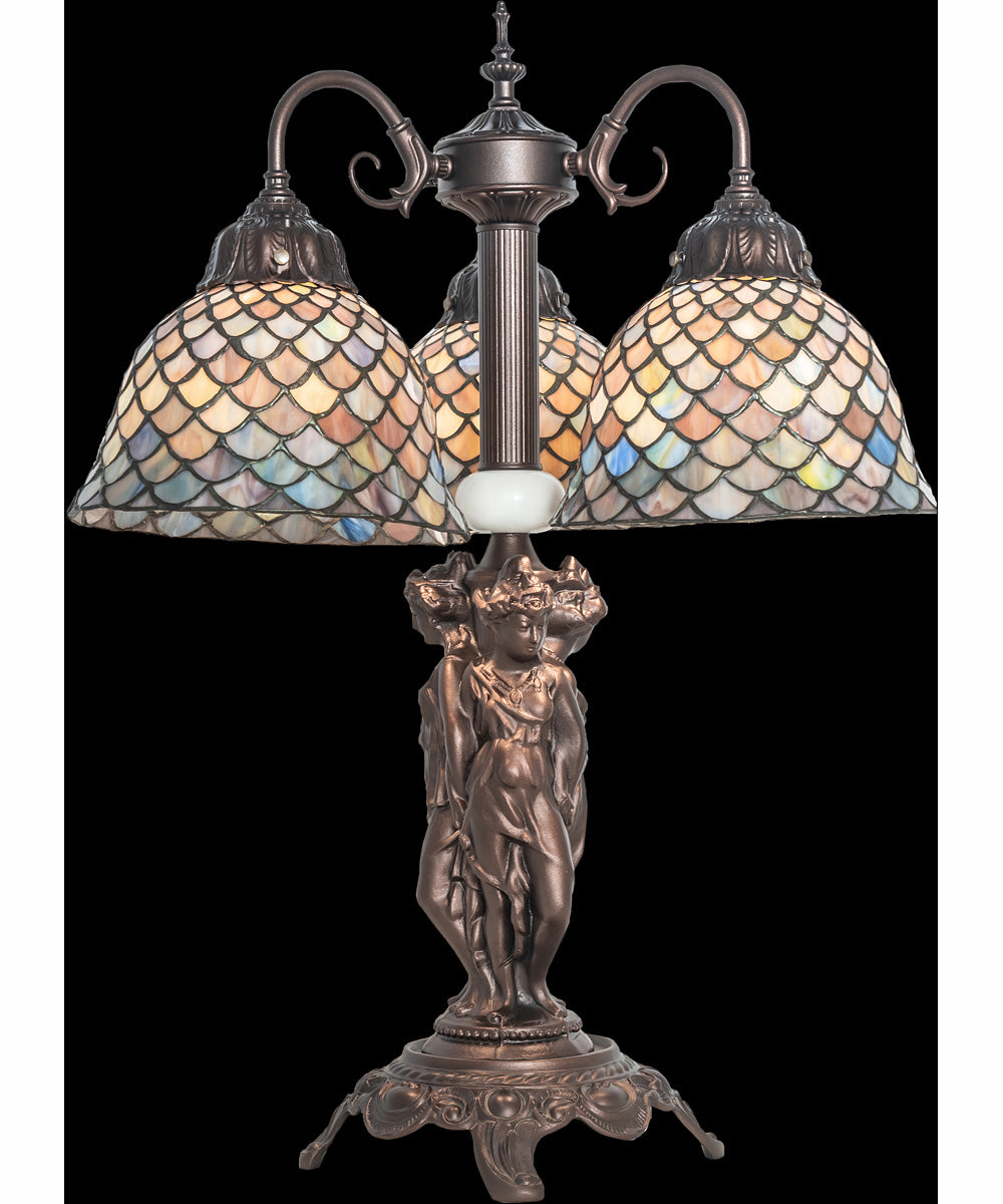 23" High Tiffany Fishscale 3 Light Table Lamp