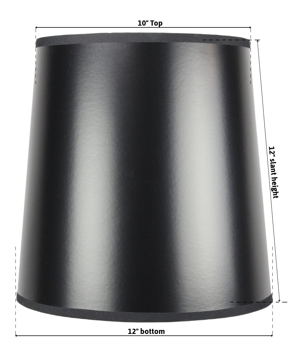 12"W x 12"H SLIP UNO FITTER Black Parchment Gold-Lined Drum Lampshade
