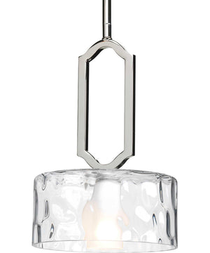 Caress 1-Light Clear Water Glass Luxe Mini-Pendants Light Polished Nickel