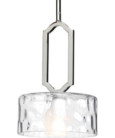 Caress 1-Light Clear Water Glass Luxe Mini-Pendants Light Polished Nickel