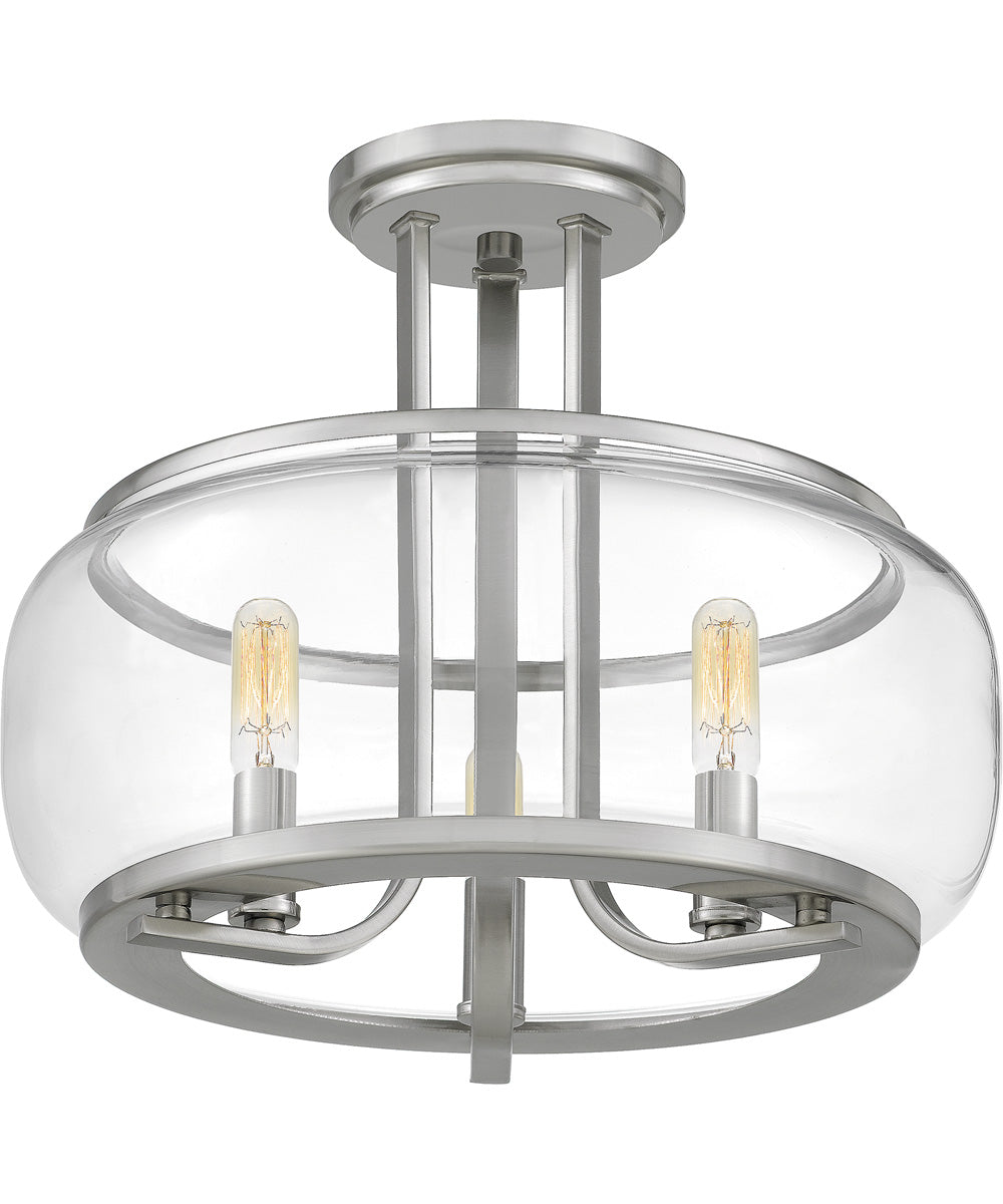 Pruitt Medium 3-light Semi Flush Mount Brushed Nickel