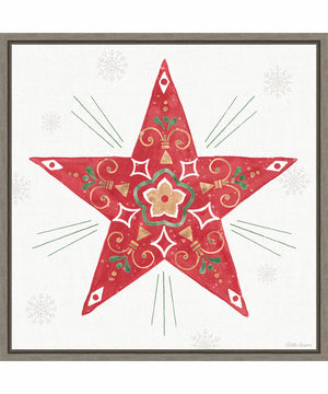 Framed Christmas Charm XI by Beth Grove Canvas Wall Art Print (22  W x 22  H), Sylvie Greywash Frame