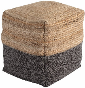 18"H Sweed Valley Pouf Natural/Black