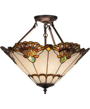 20" Wide Tiffany Shell With Jewels Inverted Pendant